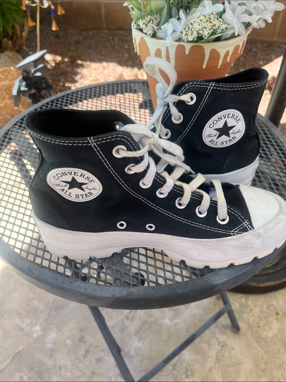 Converse Women’s Black & White Platform High-Top Sneakers